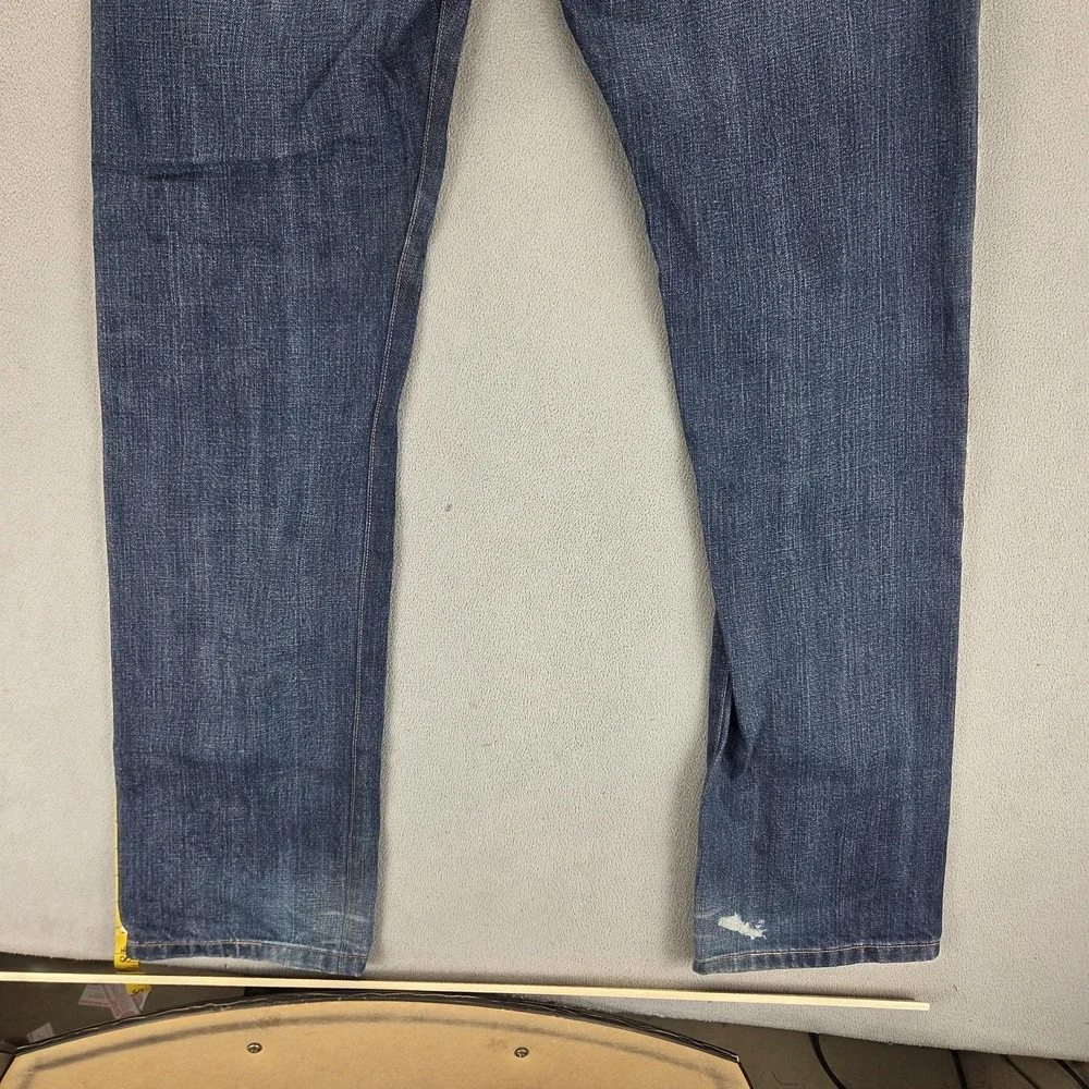 Levis Jeans Mens Blue Selvedge Two Horse Straight Whiskers Button Fly Fits 31x34